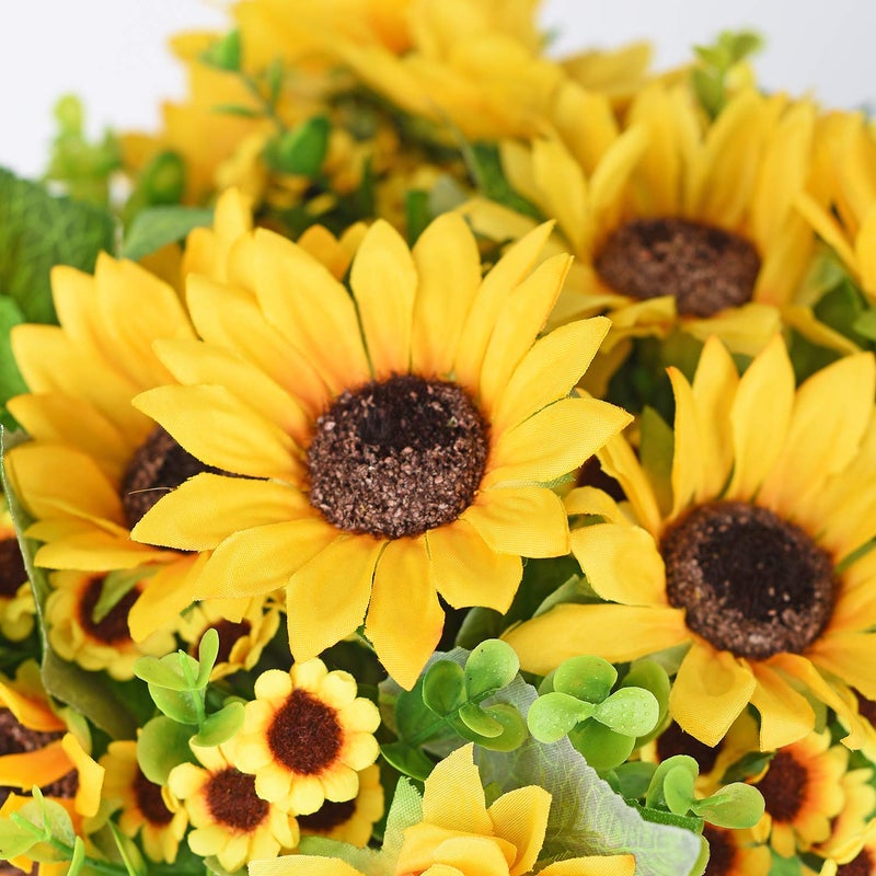 Lvydec Artificial Sunflower Bouquet, 2 Bunches Silk Sunflowers Fake Yellow Flowers for Home Decoration Wedding Decor (2 Pack) - Image 4
